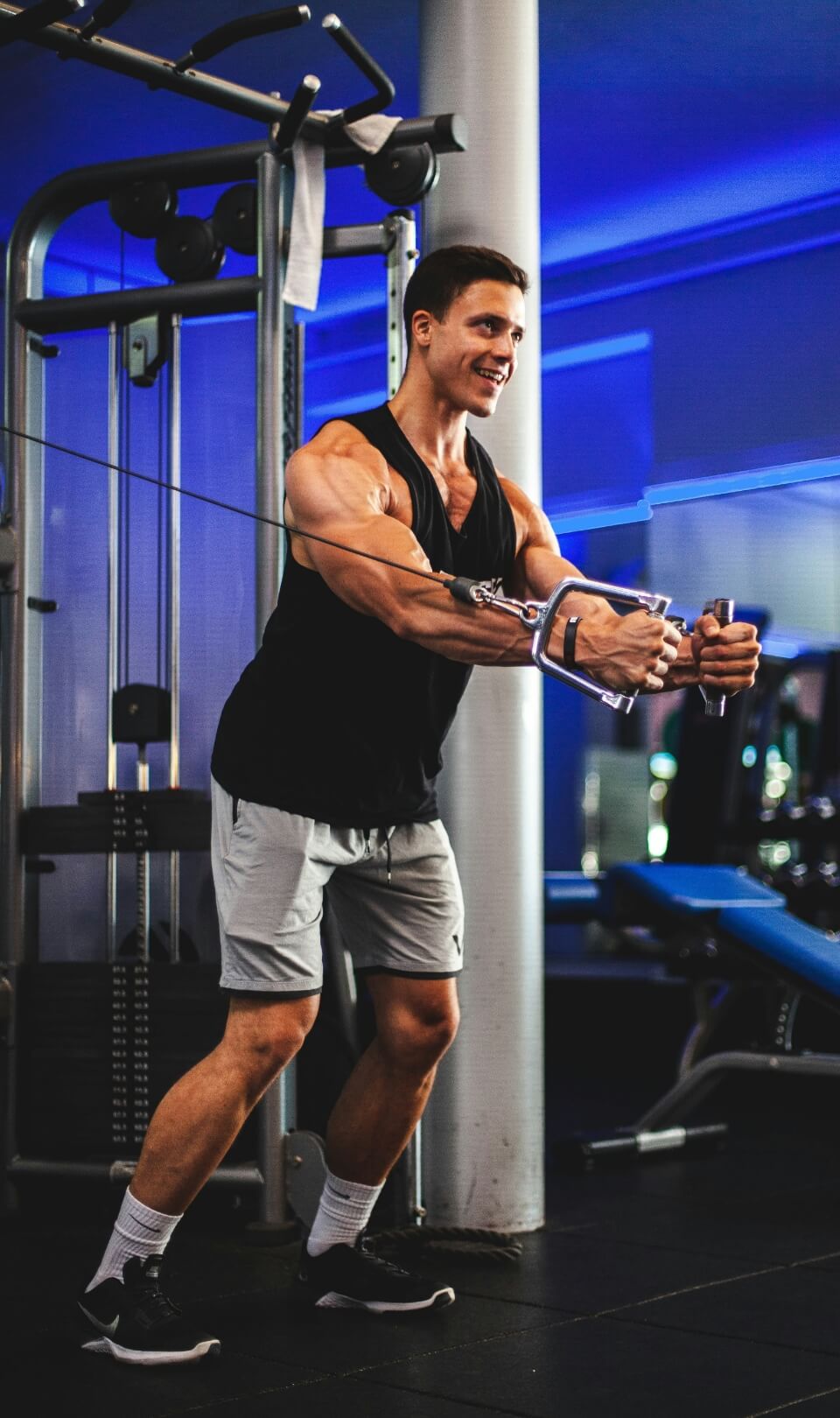 Athlete lifting weights in the gym